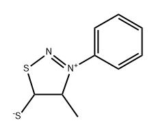 4,5-Dihydro-5-thiolato-4-methyl-3-phenyl-1,2,3-thiadiazol-3-ium 结构式