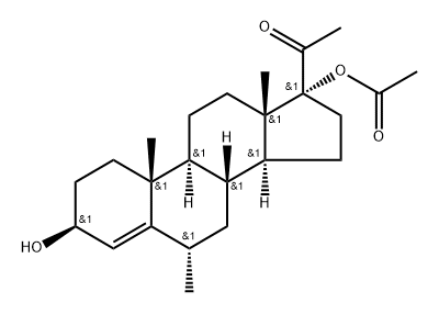 3β,17-Dihydroxy-6α-methylpregn-4-en-20-one 17-acetate 结构式