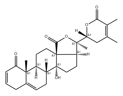 (22R)-14,20,22-Trihydroxy-1-oxoergosta-2,5,24-triene-18,26-dioic acid 18,20:26,22-dilactone 结构式