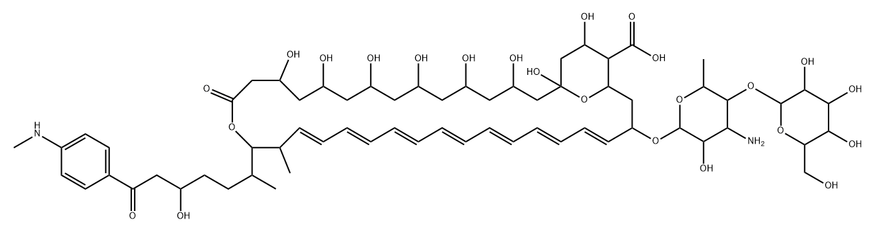 Candicidin D, 40-demethyl-3,7-dideoxo-3,5,7-trihydroxy-4'-O-β-D-mannopyranosyl-N47-methyl-, cyclic 15,19-hemiacetal (9CI) 结构式