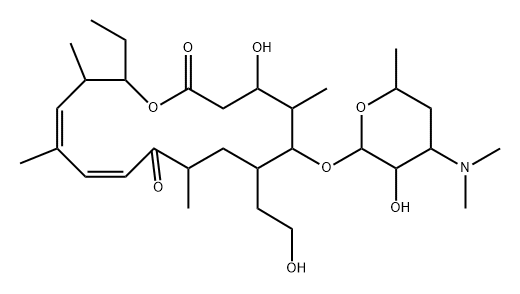 (4R,5S,6S,7R,9R,11E,15S,16R)-7-(2-Hydroxyethyl)-5,9,13,15-tetramethyl-16-ethyl-4-hydroxy-6-[3-(dimethylamino)-3,4,6-trideoxy-β-D-xylo-hexopyranosyloxy]-1-oxacyclohexadeca-11,13-diene-2,10-dione 结构式