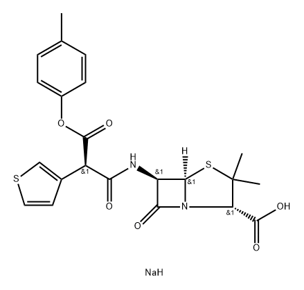 6α-[[(R)-3-(4-Methylphenoxy)-1,3-dioxo-2-(3-thienyl)propyl]amino]penicillanic acid sodium salt 结构式