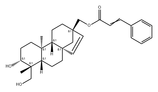 17-Norkaur-15-ene-3,18-diol, 13-[[(1-oxo-3-phenyl-2-propen-1-yl)oxy]methyl]-, (3α,4α,8β,13β)- 结构式