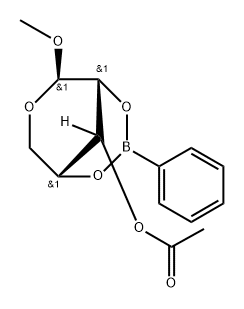 Ribopyranoside, methyl, cyclic 2,4-benzeneboronate 3-acetate, beta-d- 结构式