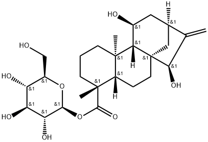 (4ALPHA,11BETA,15BETA)-11,15-二羟基贝壳杉-16-烯-18-酸 BETA-D-吡喃葡萄糖酯 结构式