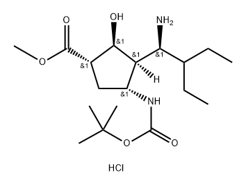 (1R,2R,3R,4S)-methyl 3-((R)-1-amino-2-ethylbutyl)-4-(tert-butoxycarbonylamino)-2-hydroxycyclopentanecarboxylate 结构式