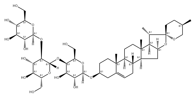(25R)-3β-[4-O-(2-O-β-D-Glucopyranosyl-β-D-glucopyranosyl)-β-D-galactopyranosyloxy]spirosta-5-ene 结构式