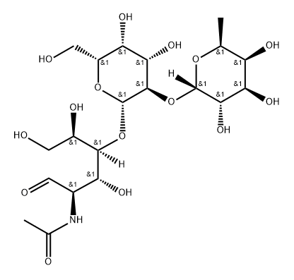 O-6-脱氧-ALPHA-L-吡喃半乳糖基-(1-2)-O-BETA-D-吡喃半乳糖基-(1-4)-2-(乙酰氨基)-2-脱氧-D-葡萄糖 结构式