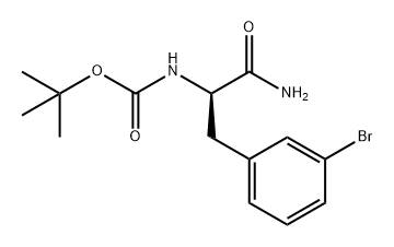 叔丁基(R)-(1-氨基-3-(3-溴苯基)-1-氧丙烷-2-基)氨基甲酸酯 结构式