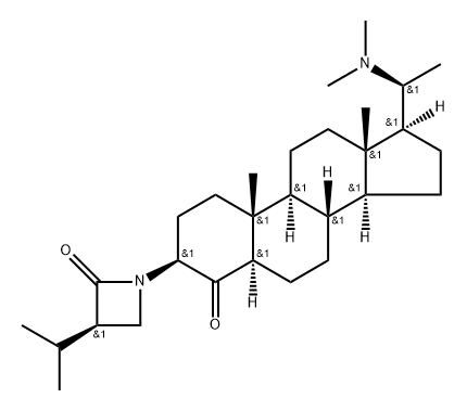 (3R)-1-[(20S)-20-(Dimethylamino)-4-oxo-5α-pregnan-3β-yl]-3-isopropylazetidin-2-one 结构式