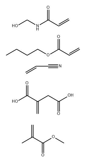 亚甲基丁二酸、2-丙烯酸丁酯、N-羟甲基-2-丙烯酰胺、2-甲基-2-丙烯酸甲酯和2-丙烯腈的聚合物 结构式