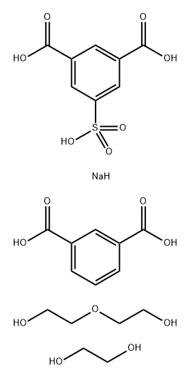 5-硫代-1,3-苯二甲酸单钠盐与1,3-苯二甲酸和1,2-乙二醇及2,2'-氧基-双(乙醇)的聚合物 结构式