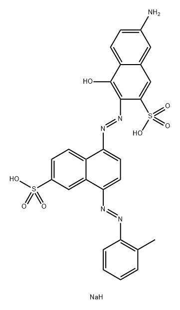 2-Naphthalenesulfonic acid, 7-amino-4-hydroxy-3-[2-[4-[2-(2-methylphenyl)diazenyl]-6-sulfo-1-naphthalenyl]diazenyl]-, sodium salt (1:2) 结构式