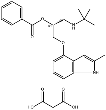 2-Propanol, 1-[(1,1-dimethylethyl)amino]-3-[(2-methyl-1H-indol-4-yl)oxy]-, benzoate (ester), (R)-, compd. with propanedioic acid (1:1) (9CI) 结构式