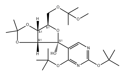 1-C-[2,4-Bis(1,1-diMethylethoxy)-5-pyriMidinyl]-5-O-(1-Methoxy-1-Methylethyl)-2,3-O-(1-Methylethylidene)-α-D-ribofuranose 结构式