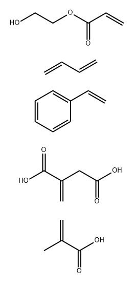 亚甲基丁二酸与1,3-丁二烯、乙烯基苯、2-丙烯酸-2-羟基乙基酯和2-甲基-2-丙烯酸的聚合物 结构式