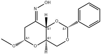 甲基-4,6-O-苯亚甲基-2-脱氧-Α-D-赤-己呋喃核糖苷-3-酮肟 结构式