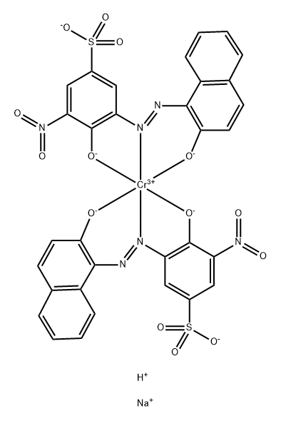 Chromate(3-),bis[4-(hydroxy-kO)-3-[[2- (hydroxy-kO)-1-naphthalenyl]azo-kN1]-5- nitrobenzenesulfonato(3-)]-,disodium hydrogen 结构式