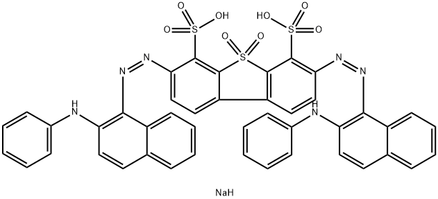 4,6-Dibenzothiophenedisulfonic acid, 3,7-bis[[2-(phenylamino)-1-naphthalenyl]azo]-, 5,5-dioxide, disodium salt 结构式