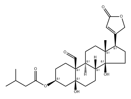 5,14-Dihydroxy-3β-(3-methyl-1-oxobutoxy)-19-oxo-5β-card-20(22)-enolide 结构式