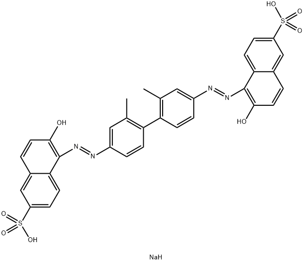 2-Naphthalenesulfonic acid, 5,5'-[(2,2'-dimethyl[1,1'-biphenyl]-4,4'-diyl)bis(azo)]bis[6-hydroxy-, disodium salt 结构式
