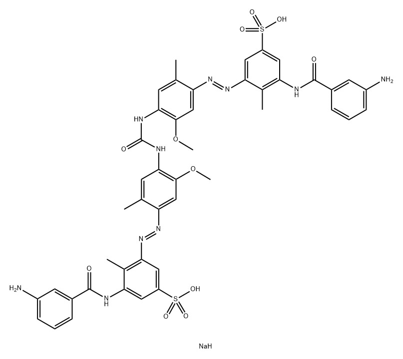 3,3'-[Carbonylbis[imino(5-methoxy-2-methyl-4,1-phenylene)azo]]bis[5-[(3-aminobenzoyl)amino]-4-methylbenzenesulfonic acid sodium] salt 结构式