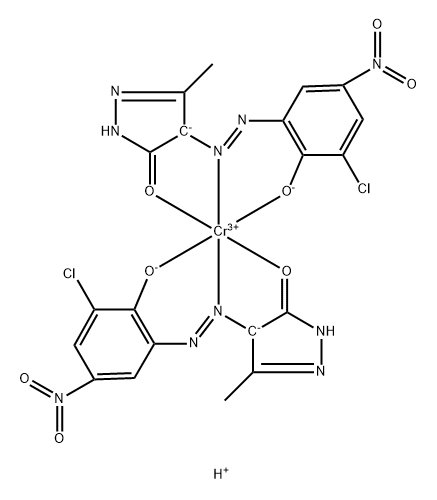 Chromate(1-), bis[4-[2-[3-chloro-2-(hydroxy-κO)-5-nitrophenyl]diazenyl-κN1]-2,4-dihydro-5-methyl-3H-pyrazol-3-onato(2-)-κO3]-, hydrogen (1:1) 结构式