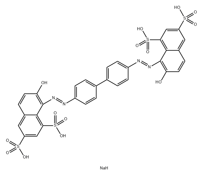 1,3-Naphthalenedisulfonic acid, 8,8'-[[1,1'-biphenyl]-4,4'-diylbis(azo)]bis[7-hydroxy-, tetrasodium salt 结构式