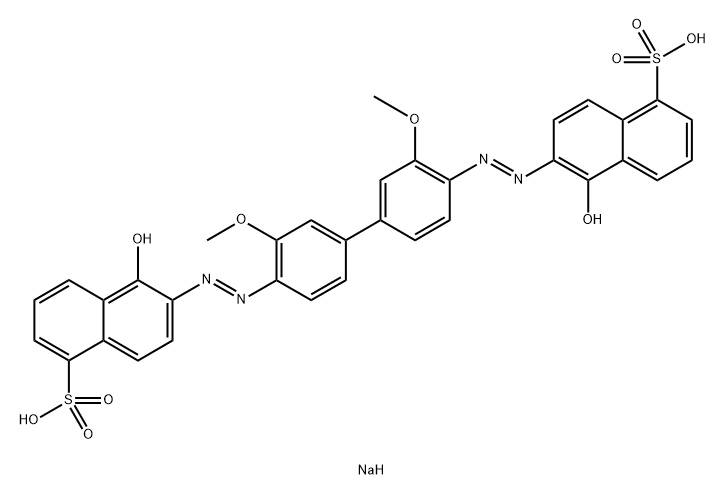 1-Naphthalenesulfonic acid, 6,6'-[(3,3'-dimethoxy[1,1'-biphenyl]-4,4'-diyl)bis(azo)]bis[5-hydroxy-, disodium salt 结构式