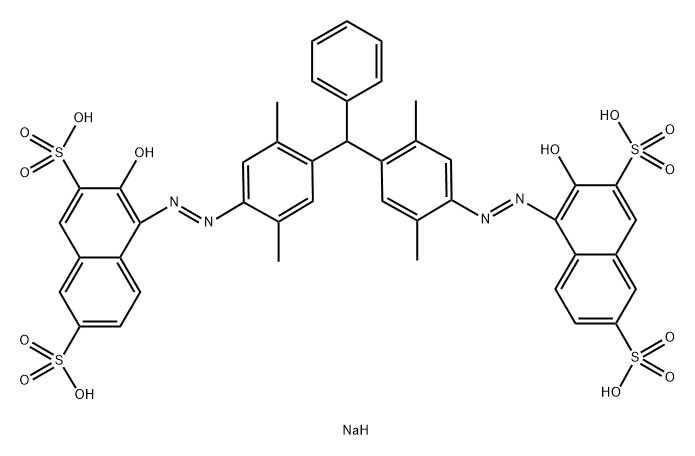 2,7-Naphthalenedisulfonic acid, 4,4'-[(phenylmethylene)bis[(2,5-dimethyl-4,1-phenylene)azo]]bis[3-hydroxy-, tetrasodium salt 结构式