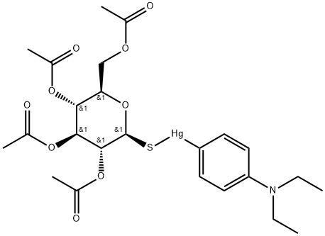 Mercury, 4-(diethylamino)phenyl(1-thio-.beta.-D-glucopyranose 2,3,4,6-tetraacetato-S)- 结构式