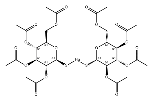 Mercury, bis(1-thio-.beta.-D-glucopyranose 2,3,4,6-tetraacetato-S)- 结构式
