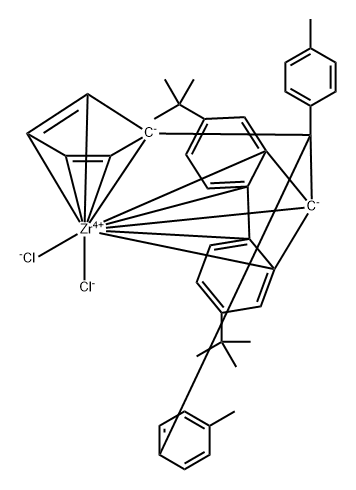 二对甲苯亚甲基环戊二烯(27-二叔丁基-芴基)二氯化锆 结构式