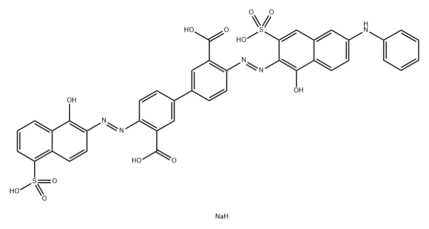 [1,1'-Biphenyl]-3,3'-dicarboxylicacid,4-[2-[1-hydroxy-6-(phenylamino)-3-sulfo-2-naphthalenyl]diazenyl]-4'-[2-(1-hydroxy-5-sulfo-2-naphthalenyl)diazenyl]-,sodium salt (1:4) 结构式