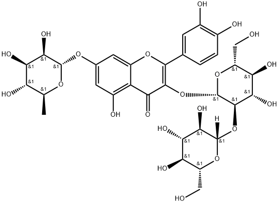 槲皮素-3-O-槐二糖-7-O-鼠李糖苷 结构式