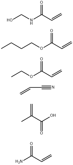 2-Propenoic acid, 2-methyl-, polymer with butyl 2-propenoate, ethyl 2-propenoate, N-(hydroxymethyl)-2-propenamide, 2-propenamide and 2-propenenitrile 结构式