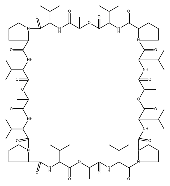 cyclo(L-lactoyl-L-valyl-D-prolyl-D-valyl)3 结构式