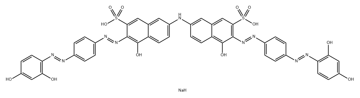 7,7'-Iminobis[4-hydroxy-3-[[4-[(2,4-dihydroxyphenyl)azo]phenyl]azo]naphthalene-2-sulfonic acid sodium] salt 结构式
