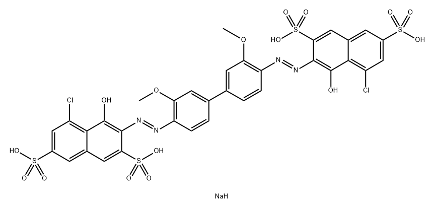 2,7-Naphthalenedisulfonic acid, 3,3'-[(3,3'-dimethoxy[1,1'-biphenyl]-4,4'-diyl)bis(azo)]bis[5-chloro-4-hydroxy-, tetrasodium salt 结构式