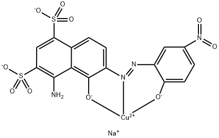 Cuprate(2-), [4-amino-5-(hydroxy-κO)-6-[[2-(hydroxy-κO)-5-nitrophenyl]azo-κN1]-1,3-naphthalenedisulfonato(4-)]-, disodium 结构式