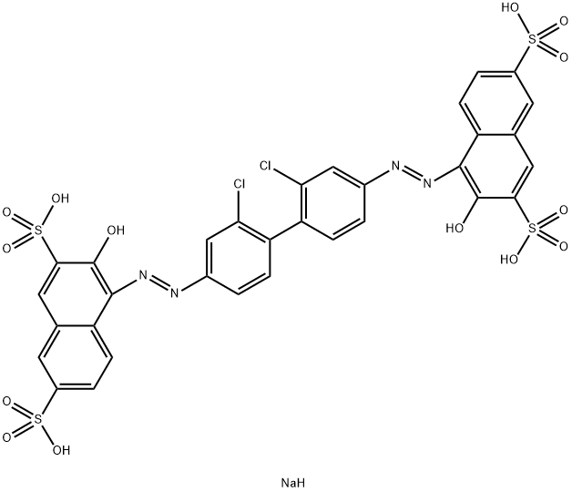 2,7-Naphthalenedisulfonic acid, 4,4'-[(2,2'-dichloro[1,1'-biphenyl]-4,4'-diyl)bis(2,1-diazenediyl)]bis[3-hydroxy-, sodium salt (1:4) 结构式