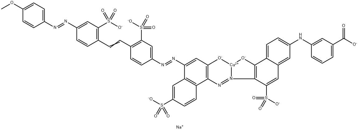 Cuprate(5-), [3-[[5-(hydroxy-κO)-6-[[2-(hydroxy-κO)-4-[[4-[2-[4-[(4-methoxyphenyl)azo]-2-sulfophenyl]ethenyl]-3-sulfophenyl]azo]-6-sulfo-1-naphthalenyl]azo-κN1]-7-sulfo-2-naphthalenyl]amino]benzoato(7-)]-, pentasodium 结构式