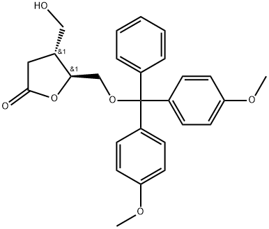 5'-O-(4,4'-dimethoxytrityl)-3'-hydroxymethyl-2'-deoxy-D-ribonolactone 结构式