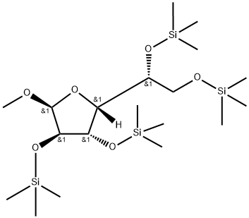 1-O-Methyl-2-O,3-O,5-O,6-O-tetrakis(trimethylsilyl)-α-D-glucofuranose 结构式