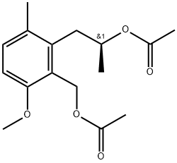 (S)-2-[(Acetyloxy)methyl]-3-methoxy-α,6-dimethylbenzeneethanol acetate 结构式