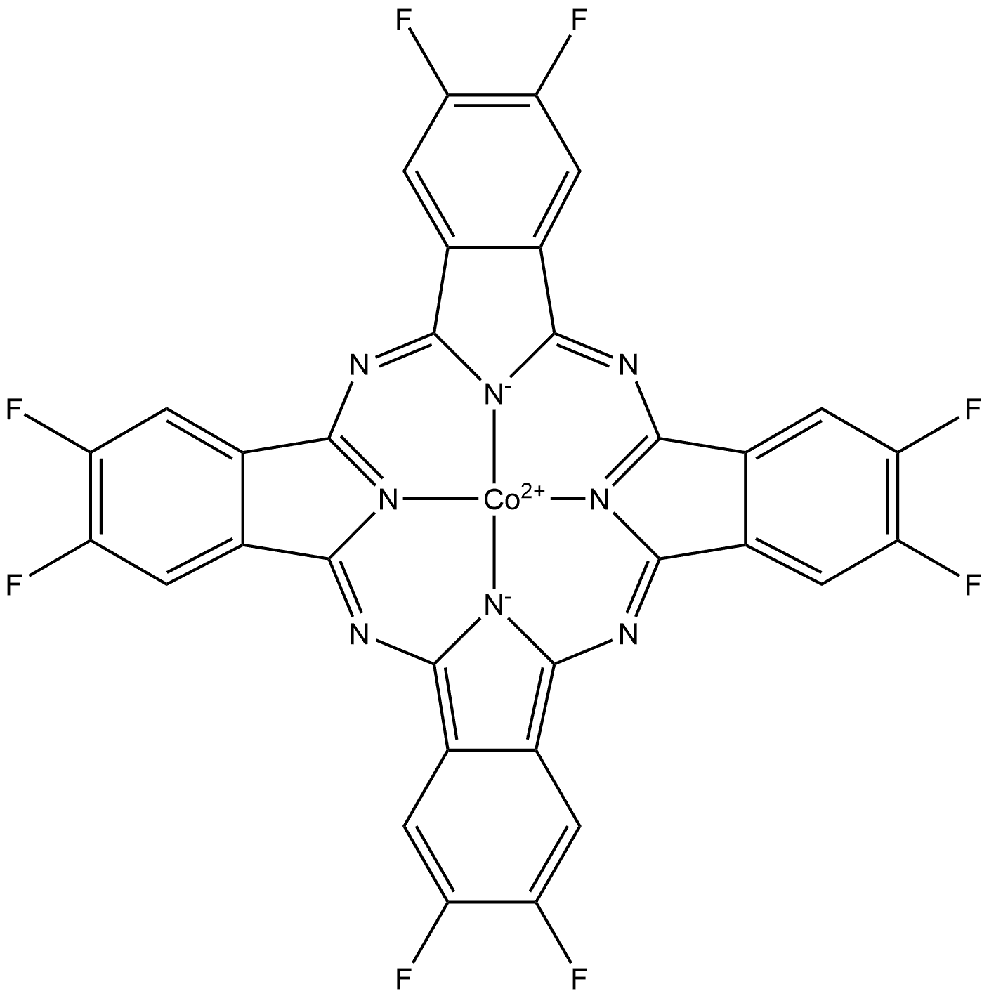 Cobalt(II) 2,3,9,10,16,17,23,24-octa(fluoro)phthalocyanine 结构式