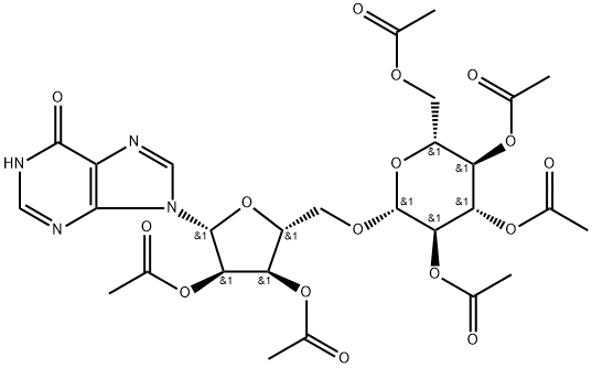 INOSINE,5-0-(2,3,4,6-TETRA-O-ACETYL-Β-D-GLUCOPYRANOSYL)-,2",3'- 结构式