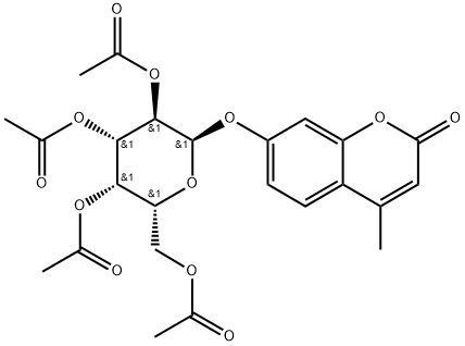 4-Methyl-7-[(2,3,4,6-tetra-O-acetyl-α-D-galactopyranosyl)oxy]-2H-1-benzopyran-2-on 结构式