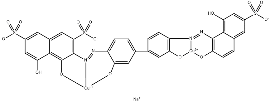 trisodium [mu-[3-[[4'-[(2,8-dihydroxy-6-sulpho-1-naphthyl)azo]-3,3'-dihydroxy[1,1'-biphenyl]-4-yl]azo]-4,5-dihydroxynaphthalene-2,7-disulphonato(7-)]]dicuprate(3-) 结构式