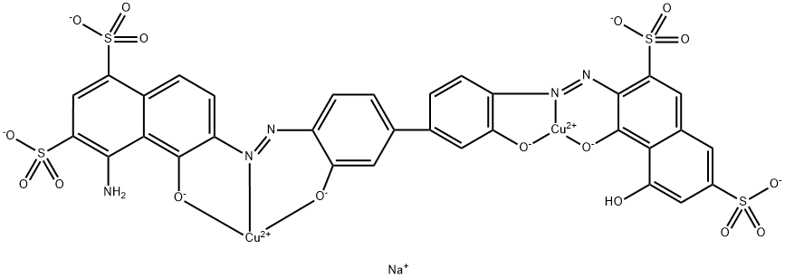 tetrasodium [mu-[4-amino-6-[[4'-[(1,8-dihydroxy-3,6-disulpho-2-naphthyl)azo]-3,3'-dihydroxy[1,1'-biphenyl]-4-yl]azo]-5-hydroxynaphthalene-1,3-disulphonato(8-)]]dicuprate(4-) 结构式